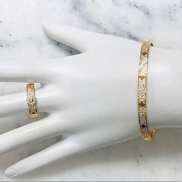 Pavé Cubic Zirconia Bracelet/Ring Set-Boutique - Picture 8 of 8